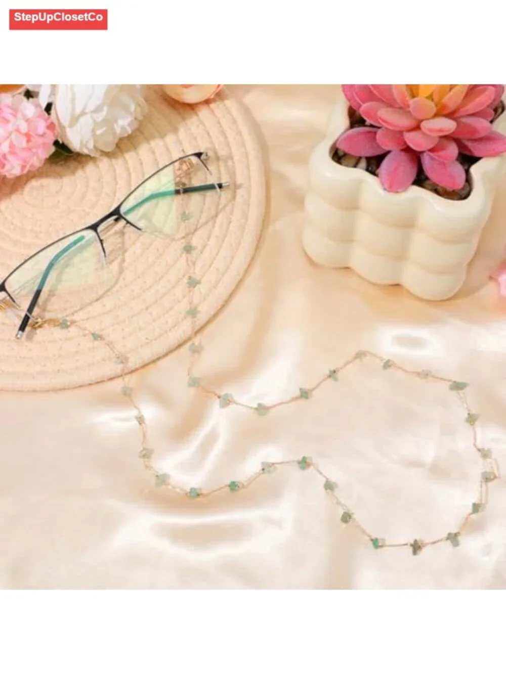 Beaded Eyeglass Chain Strap Holder for Women, Adjustable Glasses Lanyard with